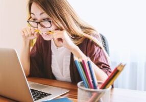 laptop, woman, education